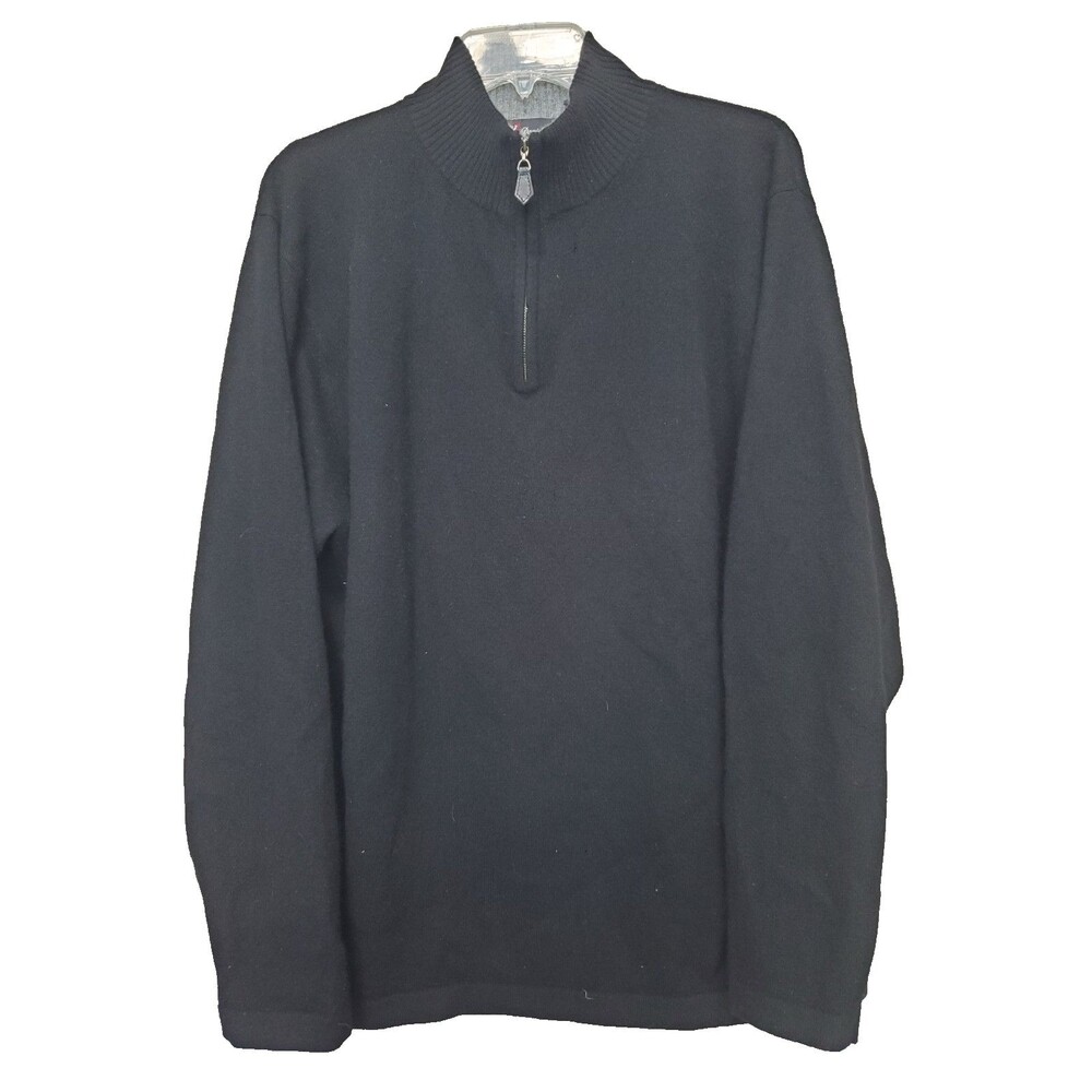 Daniel Bishop Cashmere Mock Neck Quarter Zip Sweater Size XL HOLES (CRAFTERS)